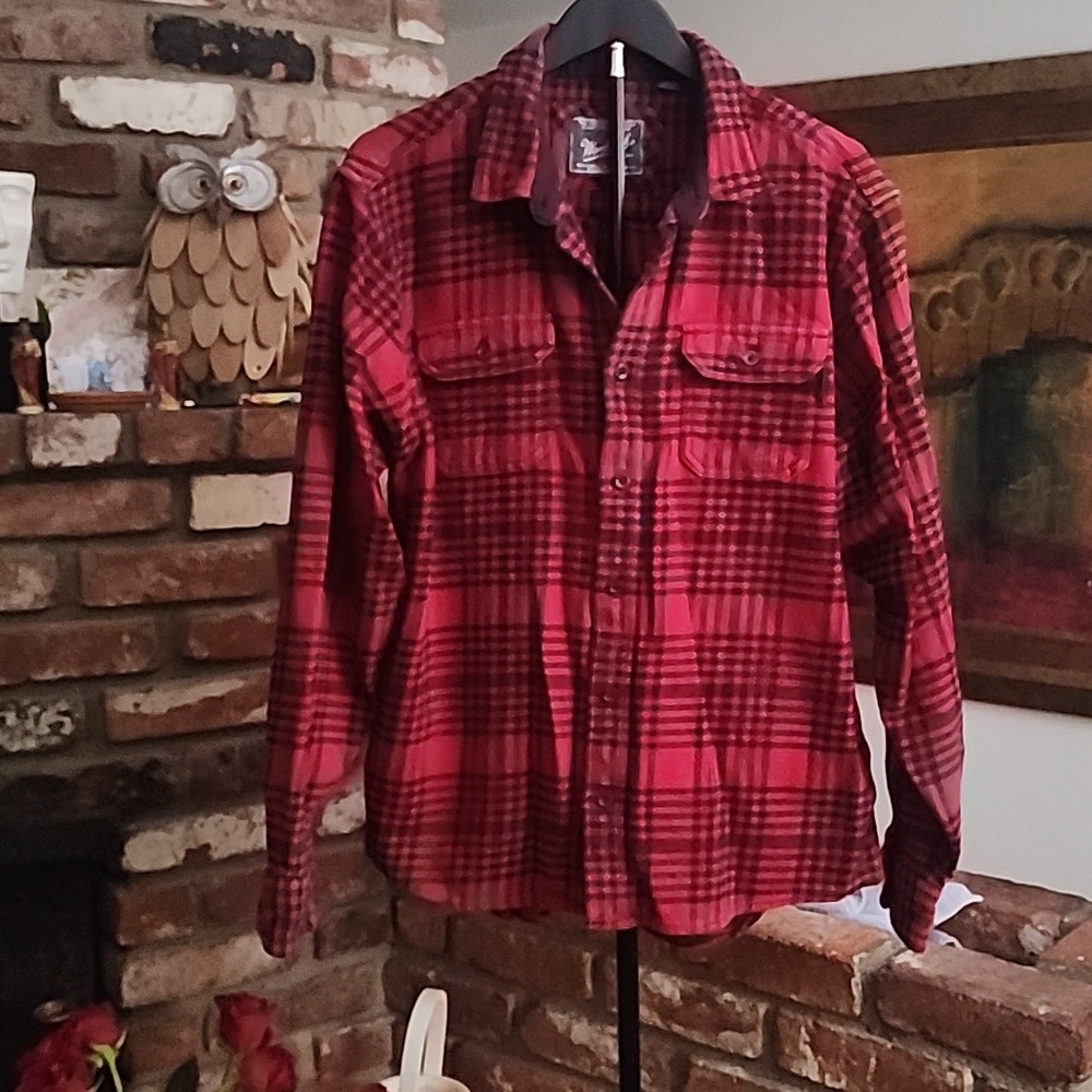 Woolrich Green Label Red Black Plaid Flannel Shirt
